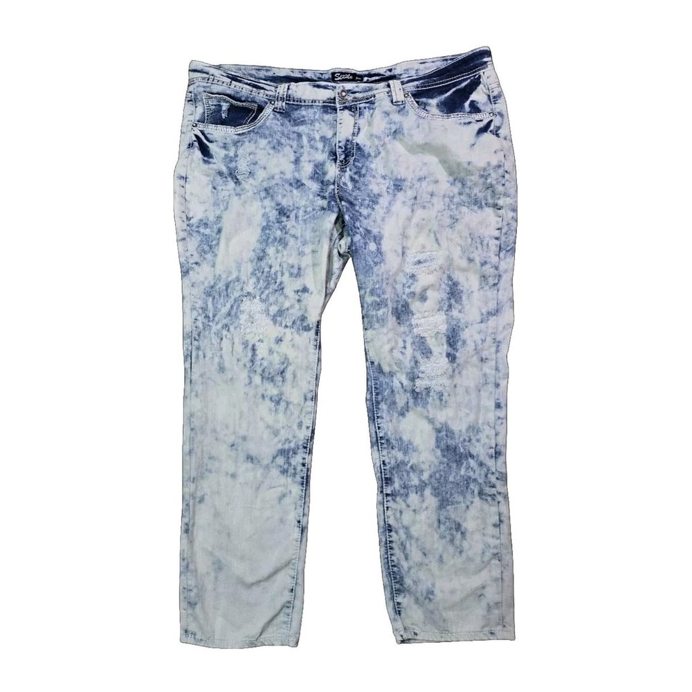 Y2K Rhinestone Butterfly Acid Wash Jeans Plus Size 24W